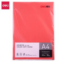 得力（deli）A4 80g大红色复印纸 彩色打印纸 儿童手工折纸彩纸 非硬卡纸 100张/包