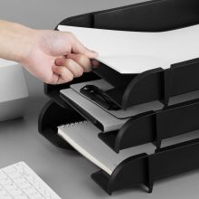 广博(GuangBo) A4三层文件盘一体式组合设计自由拆卸文件筐文件架文件座金属支架pp文件盘