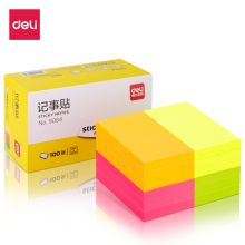 得力12本1200张荧光彩色便利贴 76*51mm便条纸N次贴记事贴 9084
