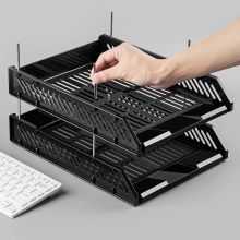 广博(GuangBo) A4三层文件盘一体式组合设计自由拆卸文件筐文件架文件座金属支架pp文件盘