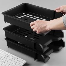 广博(GuangBo) A4三层文件盘一体式组合设计自由拆卸文件筐文件架文件座金属支架pp文件盘