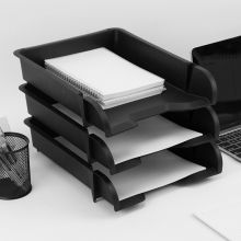 广博(GuangBo) A4三层文件盘一体式组合设计自由拆卸文件筐文件架文件座金属支架pp文件盘